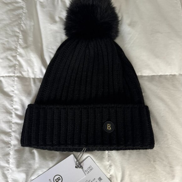 Bogner Knit Ranya Beanie with Black removable Pom Pom Bogner Ranya Pom Hat (Women main image 2